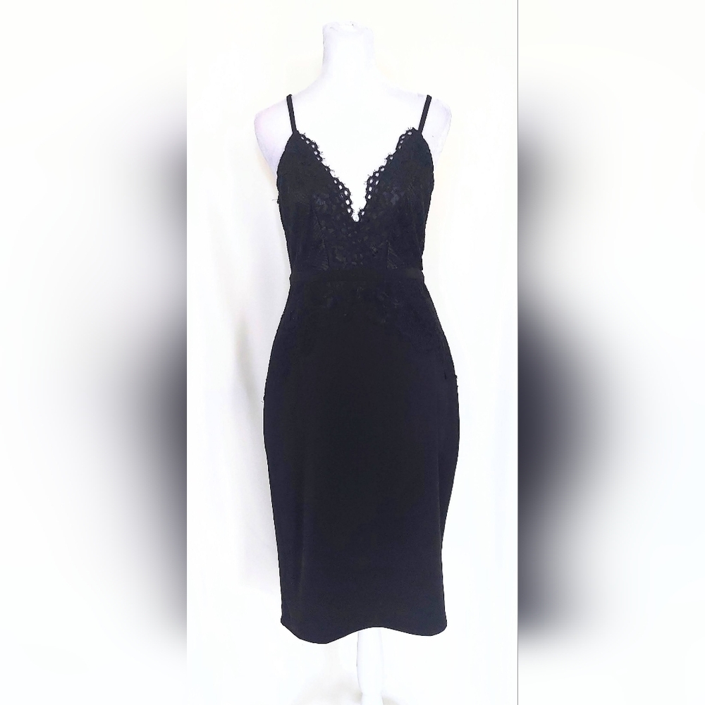 Iris Strapless Sweetheart Neckline Lace Detail Dress Black Size Large